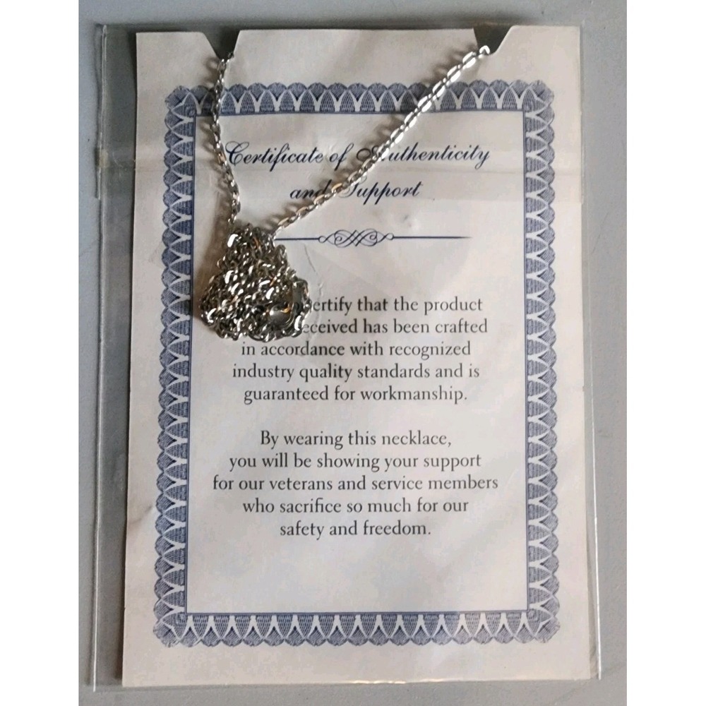 VFW Veterans Foreign Wars Keepsake Silvertone Heart Charm Chain Necklace COA - Picture 2 of 4